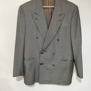 Canali Proposta Double Breasted Gray 100% Wool Suit Jacket
